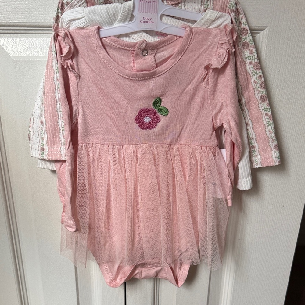 Pink Baby Dress with Floral Embroidery